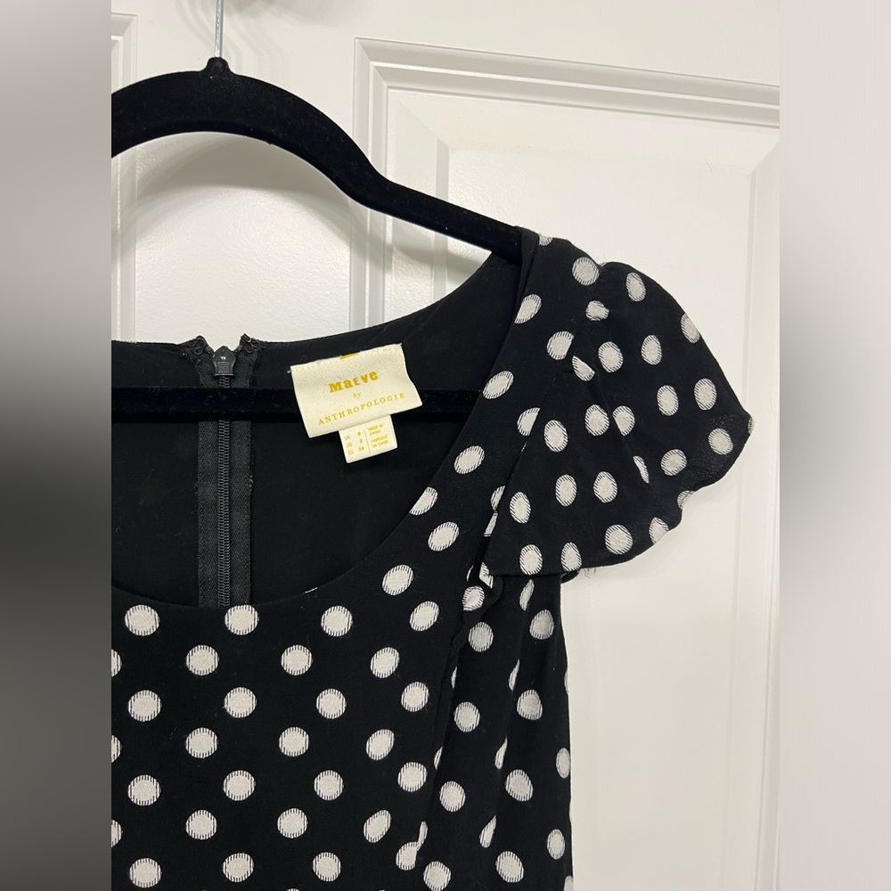 Anthropologie Maeve Gathered Polka Dot Dress - Picture 5 of 7